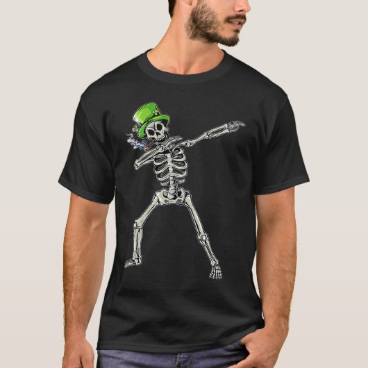 T-shirt Dabbing Skeleton Wearing Green Hat St Patrick's D (Devant)