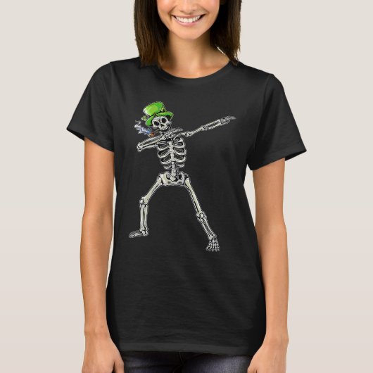T-shirt Dabbing Skeleton Wearing Green Hat St Patrick's D (Devant)