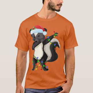 T-shirt Dabbing Skunk Xmas Lumières Drôle Père Noël Skunk 
