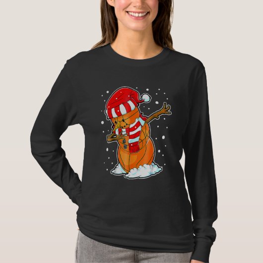 T-shirt Dabbing Snowman Basketball Ball Christmas Santa Bo (Devant)