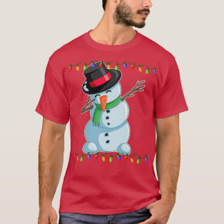 T-shirt Dabbing Snowman lumières de Noël Dab Funny Snowman