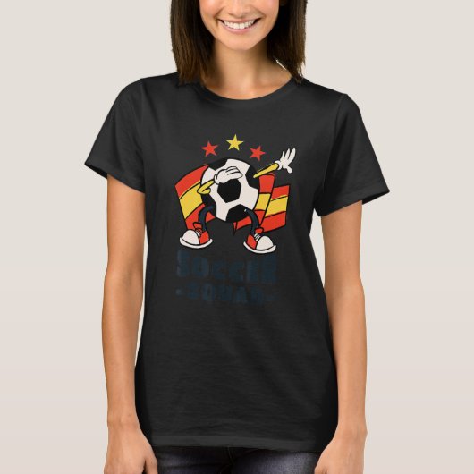 T-shirt Dabbing Soccer Ball Spanish Flag Soccer Squad (Devant)