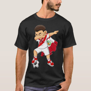 T-shirt Dabbing Soccer Boy Pérou Football Drapeau Enfants