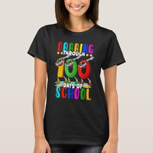 T-shirt Dabbing Through 100 Days of School 100th Day Schoo (Devant)