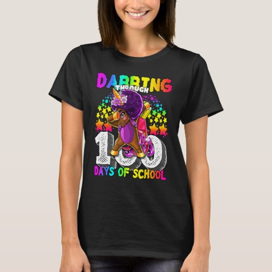 T-shirt Dabbing Through 100 Days Of School Funny Cute Unic (Devant)