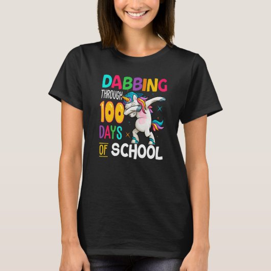 T-shirt Dabbing Through 100 Days Of School Funny Shirt Pre (Devant)