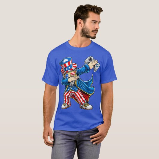 T-shirt Dabbing Uncle Sam contrôleur de jeu vidéo 4e de (Devant entier)