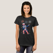 T-shirt Dabbing Uncle Sam Fireworks 4th Of July Kids Boys  (Devant entier)