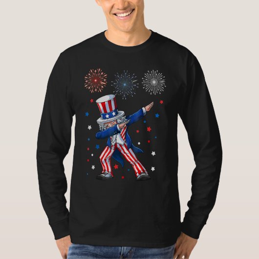 T-shirt Dabbing Uncle Sam Fireworks 4th Of July Kids Boys  (Devant)