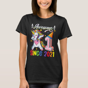 T-shirt Dabbing Unicorn 1er anniversaire Awesome 2021 1 An