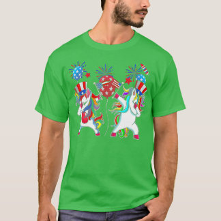 T-shirt Dabbing Unicorn 4 juillet Célébrer les Etats-Unis