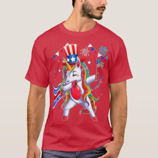 T-shirt Dabbing Unicorn 4 juillet Filles Enfants Femmes Ga