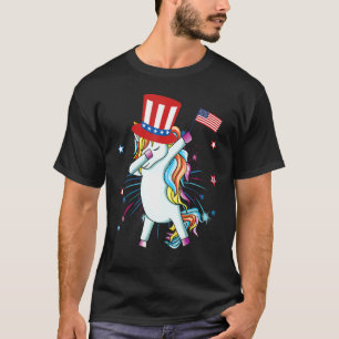 T-shirt Dabbing Unicorn 4 juillet Independent Day Patrio