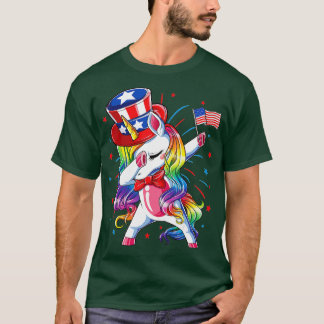 T-shirt Dabbing Unicorn 4 juillet Oncle Sam filles Amériqu