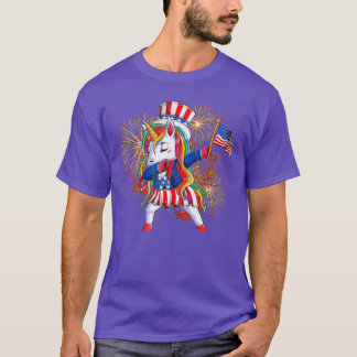 T-shirt Dabbing Unicorn 4 juillet Oncle Sam filles Amériqu