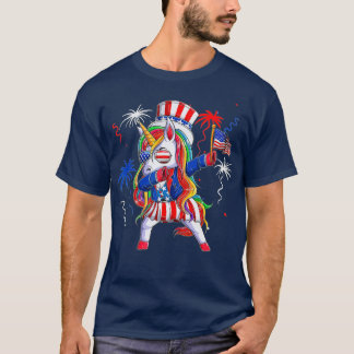 T-shirt Dabbing Unicorn 4 juillet Oncle Sam filles Amériqu