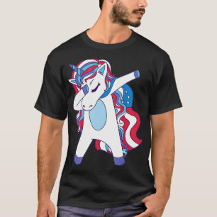 T-shirt Dabbing Unicorn 4th of July Girls American Flag 