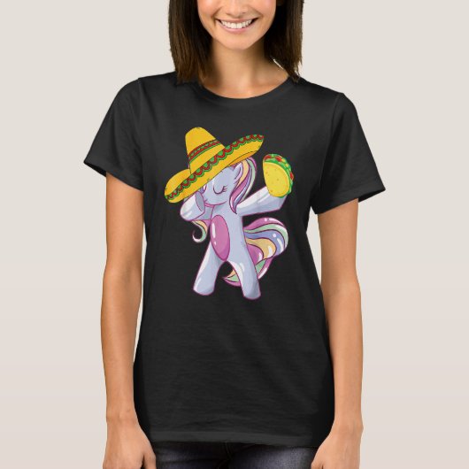 T-shirt Dabbing Unicorn 5 Cinco De Mayo 2022 Costume Mexiq (Devant)