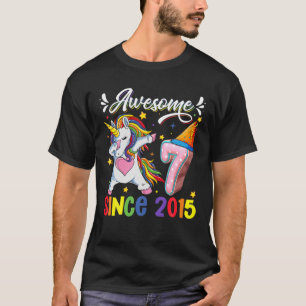T-shirt Dabbing Unicorn 7E Anniversaire Awesome 2015 7 Ann