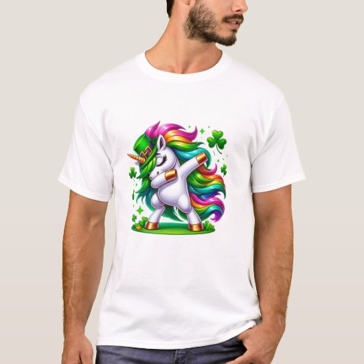 T-shirt Dabbing Unicorn Arc-en-ciel (Devant)