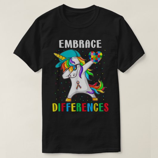 T-shirt Dabbing Unicorn Chemise Différences Embrace ADHD A (Design devant)