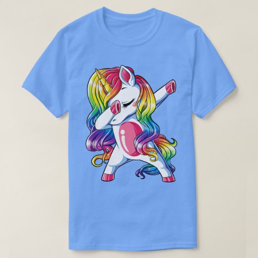 T-shirt Dabbing Unicorn Enfants Filles Garçons Rainbow Squ (Design devant)