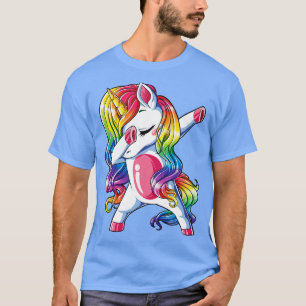 T-shirt Dabbing Unicorn Enfants Filles Garçons Rainbow Squ
