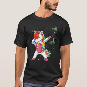 T-shirt Dabbing Unicorn Golfer Disque Golf Lecteur Filles 