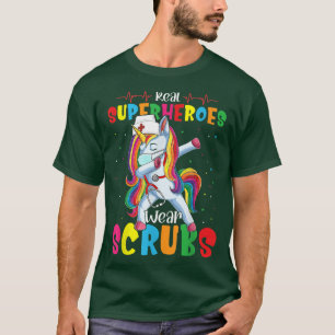 T-shirt Dabbing Unicorn Infirmière Les vrais Superhéros po