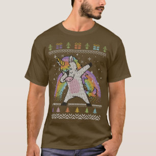 T-shirt Dabbing Unicorn laide pull de Noël Arc-en-ciel
