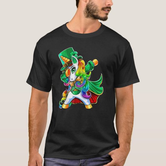 T-shirt Dabbing Unicorn Leprechaun Casquette Funny St patr (Devant)