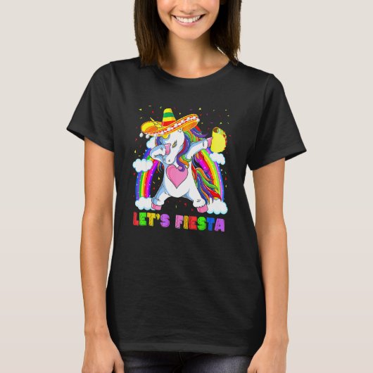 T-shirt Dabbing Unicorn Lets Fiesta Cinco De Mayo Taco Pon (Devant)