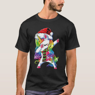 T-shirt Dabbing Unicorn Père Noël Christmas Kids Girls Wom