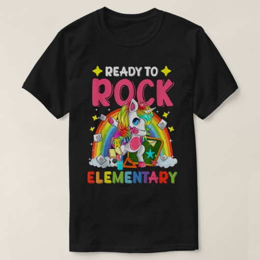 T-shirt Dabbing Unicorn Prêt À Rock Élémentaire Retour À S (Design devant)