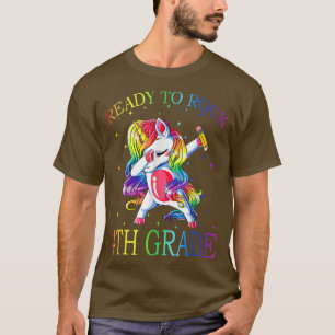T-shirt Dabbing Unicorn Ready Rock 4th Grade Back To Sc