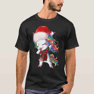 T-shirt Dabbing Unicorn Santa Hat Noël Enfants Filles