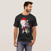 T-shirt Dabbing Unicorn Santa Hat Noël Enfants Filles (Devant entier)