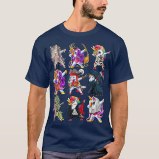 T-shirt Dabbing Unicorn Skeleton Zombie Citrouille Mummy H
