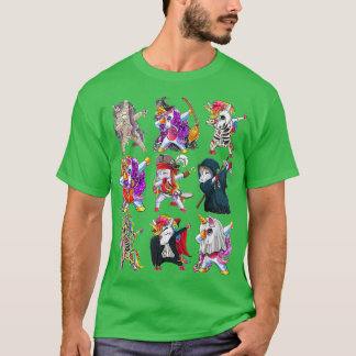 T-shirt Dabbing Unicorn Skeleton Zombie Citrouille Mummy H
