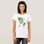 T-shirt Dabbing Unicorn St. Patrick's Day Shamrock vert (Devant entier)
