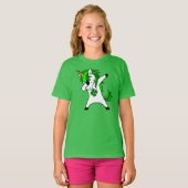T-shirt Dabbing Unicorn St. Patrick's Day Shamrock vert (Devant entier)