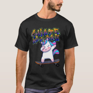 T-shirt Dabbing Unicorn Sur Skateboard Skate Toute La Jour