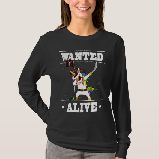T-shirt Dabbing Unicorn  Wanted Alive  Pirate Unicorn Dab (Devant)