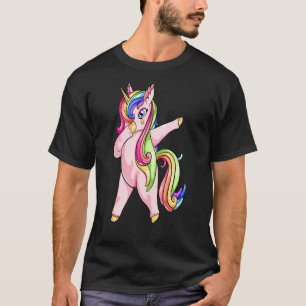 T-shirt Dabbing Unicorne avec arc en ciel Cheveux Dabbin D