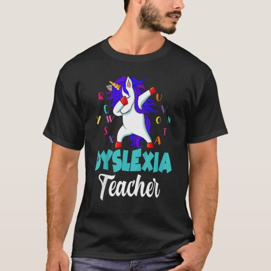 T-shirt Dabbing Unicorne Dyslexia Thérapiste Dyslexie Teac (Devant)