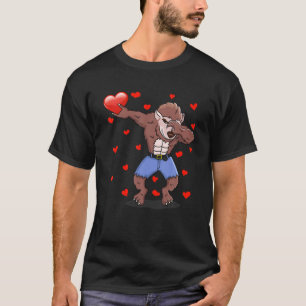 T-shirt Dabbing Werewolf Red Heart Love Valentines Day Lov