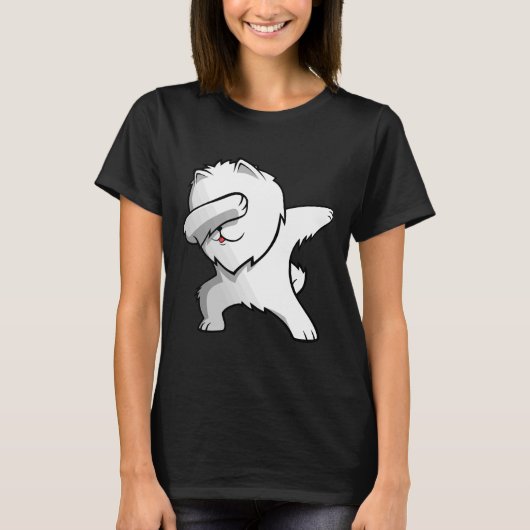 T-shirt Dabbing White Pomeranian (Devant)