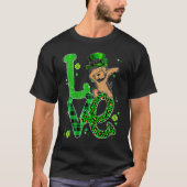 T-shirt Dabbing Yorkie Dog LOVE Shamrock St Patrick's Day (Devant)