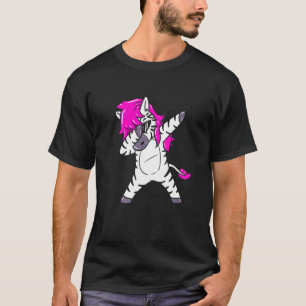 T-shirt Dabbing Zebra Avec Pink Horse Mane
