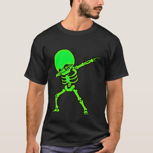 T-shirt Dabing Big Head Skeleton Neon Glow Funny (Devant)